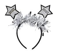 Star Shaped Hair Hoop, Wire Material, Fracture, 20x20cm, Cute Festival Headband - Durable Soft Elastic Design, Eye Catching Photo Accessory for Women and Men (Silver Star 2022)