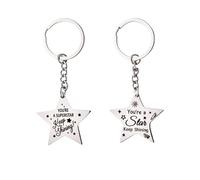 Star Shaped Keychain for Him Her Inspirational Encouragement Gift for Bestie Friends Engraved Keyring You Are Star Keychain Bag Backpack Charm Cars Door Keys Key Organizer Set Of 2