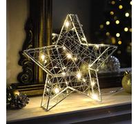 mysmartbuy.com Star of Wonder LED Light - 24x24x4cm Battery Powered 3D Star Ornament with 30 Warm White LED Lights - Indoor Home Festive Christmas Windowsill Mantelpiece Table Decoration