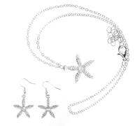 Star-shaped Necklace Earring Set Orange Alloy Resin Women