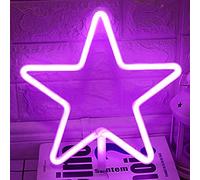 Star Shaped Neon Signs, Led Neon Light, Wall Decorative Night Light Battery and USB Powered for Home Decor (Purple)