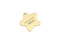 Star-Shaped Personalized Name Tag Pendant with Customized Name and Phone Number to Prevent Lost Pets,Yellow,M 30mm