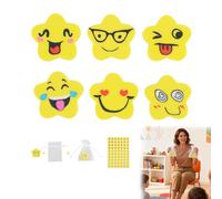 Star Shaped Rubber Sticker Set - 6 Smiley Face Erasers, 60 Transparent Mesh Tapes, and 700 Motivational Stickers for End of Term Gifts for Students - for Teachers to Inspire and Encourage