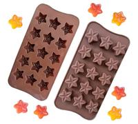 Star Shaped Silicone Chocolate Mould 2 PCS 15-Cavity Candy Mould Ice Cube Tray Non Stick Silicone Mould for Gummy Dessert Jelly