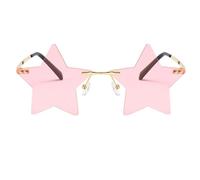 Star Shaped Sunglasses - Funk Style Eyewear, Party Spectacles | Rim-Free Colored Lenses for Cosplay Looks, Themed Gatherings, Prom Dresses, UV Blocking Frames for Performances, Holiday Styling