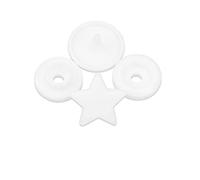 Star Shaped T5 Plastic Snap Buttons, White 12mm, 30pcs | Four-part snap design fits fabric under 2mm; suitable for bibs, clothing, diapers and bags Installation tool not included
