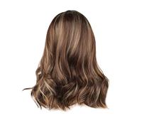 Star Show Hair Store European And Style Wig Women's Mid Length Natural Curly Wig Face Shape Big Wave Wig Set Curly Long Wigs for Women (Brown, One Size)