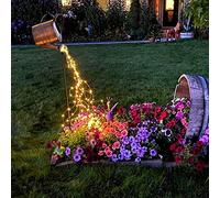 Star Shower Garden Lights Art Light, Outdoor Solar Watering Can Flash Light Decoration with Bracket, Waterproof Christmas LED Fairy Tale Vines String Lamp for Walkway Garden Patio Lawn