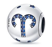 Star Sign Birthday Birth Month Date Horoscope Zodiac Constellation Charm Bead Pendant 925 Sterling Silver Compatible With Pandora Charm Moments Bracelet (Aries)