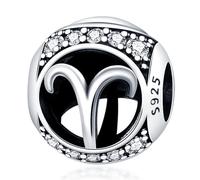 Star Sign Birthday Birth Month Date Horoscope Zodiac Constellation Charm Bead Pendant 925 Sterling Silver Compatible With Pandora Charm Moments Bracelet (Aries)