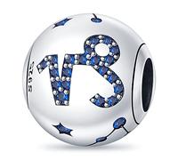 Star Sign Birthday Birth Month Date Horoscope Zodiac Constellation Charm Bead Pendant 925 Sterling Silver Compatible With Pandora Charm Moments Bracelet (Capricorn)