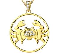 Star Sign Coin Charm Pendant Zodiac Cancer Necklace 925 Sterling Silver Constellation Necklace Star Necklace Celestial Jewellery Gifts for Women Girls FP0093X