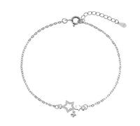 通用 Star Silver Bracelet for Women Girls, Sterling Silver Star Bracelet with Cubic Zirconia Charm Adjustable Bracelets, Silver Jewellery Birthday for Women Girls Men sliver