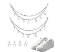 Star Silver Shoe Chains for Women Shoe Shoelaces Charms Chains for Sneakers Boots Heel Chains Charm Purse Bag Chains for Handbag Charms 2 Pcs Star Shoe Decoration Accessories
