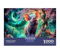 Star Sky Pig 1000 Pieces Puzzle - Sturdy & Durable & Hard Whimsical Cosmic Animal View - for Adults 38x26cm/1000pcs Gift for Men & Women