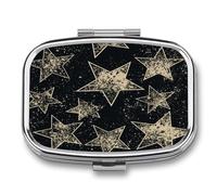 Star Small Pill Box for Purse Travel Essentials Metal Pill Case 2 Compartments Compact Medicine Container Portable Daily Pill Organizer for Vitamins Fish Oils