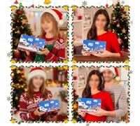 Star Snowflake Design 18 Cm Scale Secure Clip Closure Keepsake Holiday Card Holder Christmas Cash Envelope for Gifting - Festive Red or Green Paper Money with Holder(10 Card (Blue))