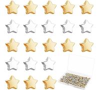 Star Spacer Beads for Jewelry Making,UHOMENY 200Pcs Gold Silver Star Shape Charm Loose Bead Small Hole Golden Alloy Metal Plated Bead for Jewelry Making Craft with Box (Gold, Silver)