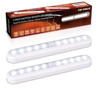STAR-SPANGLED 11 inch Motion Sensor Lights Indoor AA Battery Powered, Stick on LED Light for Cupboard, Wardrobe, Closet, Stairs, Under Cabinet, Kitchen, Hallway (White, 2 Pack)