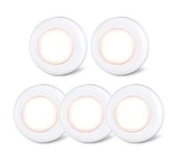 STAR-SPANGLED 2.8” Stick on Puck Lights AAA Battery Operated, 5 Pack Warm | Round Under Cupboard Touch Spot Light, Mini Push Tap LED Night Lamp Battery Powered for Cabinet Closet Wall Kitchen Bookshelf