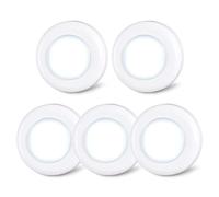 STAR-SPANGLED 2.8” Stick on Puck Lights AAA Battery Operated, 5 Pack White | Round Under Cupboard Touch Spot Light, Mini Push Tap LED Night Lamp Battery Powered for Cabinet Closet Wall Kitchen Bookshelf