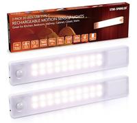 STAR-SPANGLED 8” LED Motion Sensor Lights Indoor Rechargeable, 2 Pack Warm | USB Stick on Night Lamp Magnetic Battery Powered, For Under Cupboard Stairs Wardrobe Closet Cabinet Shelf Kitchen Hallway