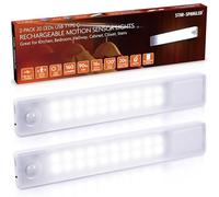 STAR-SPANGLED 8” LED Motion Sensor Lights Indoor Rechargeable, 2 Pack White | USB Stick on Night Lamp Magnetic Battery Operated, For Under Cupboard Stairs Wardrobe Closet Cabinet Shelf Kitchen Hallway