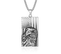 Star Spangled Banner, White Headed Eagle, Titanium Steel Necklace, Stainless Steel Military Badge Pendant, Pendant, Accessory