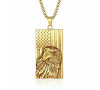 Star Spangled Banner, White Headed Eagle, Titanium Steel Necklace, Stainless Steel Military Badge Pendant, Pendant, Accessory