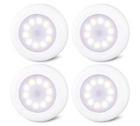 STAR-SPANGLED Dimmable Push Tap Lights, Stick on LED Touch Puck Lights AA Battery Operated, Press Spot Lights Indoor for Cupboard, Wardrobe, Cabinet, Closet, Kitchen (3.1inch, 3 Color Modes, 4 Pack)