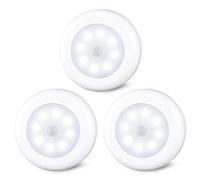 STAR-SPANGLED Motion Sensor Lights Indoor, Cordless Stick on LED Puck Lights AA Battery Powered for Under Cabinet, Cupboard, Wardrobe, Stairs, Closet, Kitchen, Hallway (3.1inch, Cool White, 3 Pack)
