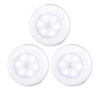 STAR-SPANGLED Motion Sensor Lights Indoor, Cordless Stick on LED Puck Lights AAA Battery Powered for Under Cabinet, Cupboard, Wardrobe, Stairs, Closet, Kitchen, Hallway (2.8inch, Cool White, 3 Pack)