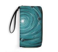 Star Spiral Galaxy Leather Wallet 7.8 X 4.1 X 1.4 Inches | Portable Zipper Large Capacity Credit Card Holder Wallets With Rope For Women For Everyday Use Travel
