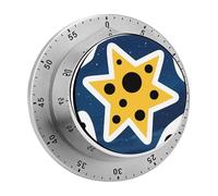 Star Spirit Symbol Kitchen Timer 60 Minute Visual Wind Up Timers Indoor Mechanical Timers with Magnetic Base Stainless Steel Timer for Home Cooking Time Management Tool