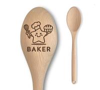Star Spoon Baker Baking Off Winners Trophy Gift | Multiple Designs Available! | Baking + Cooking Competition Prize | Novelty Engraved Solid Beech Wooden Spoon (Style 1)