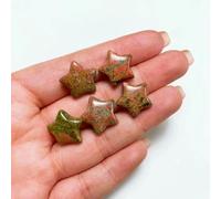 Star Statue Natural Crystal Quartz Stone Stars Meditation Healing Reiki Polished Gemstone Home Decoration 15mm-Unakite-10pcs