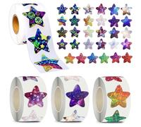 Star Stickers, 2000Pcs Reward Stickers, 2.5cm Holographic Star Sticker Sparkly Stars Sticker Roll for Classroom Children Rewards Homework Students Teachers Crafts Supplies