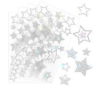 Star Stickers 7 Sizes Glitter Silver Labels Self-Adhesive Star Crystal Glitter Rhinestone Stickers for Crafts Sparkling Labels for Gift Decoration Dress Patch Furniture Scrapbooking 4 Sheets