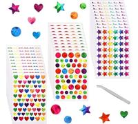 Star Stickers for Kids, 3420 PCS 60 Sheets Assorted Coloured Shaped Mini Teacher Reward Sticky Scrapbook Stars for Arts Crafts, Heart and Star Papeterie Stickers - Gifts for Christmas Decor