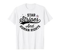 Star Stripes Human Rights American Flag Design Value Graphic T-Shirt, Men, White, L