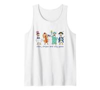 Star Stripes, Silly Geese 4th July USA Colonial Patriotic Tank Top