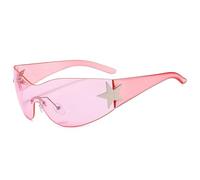 Star Sunglasses Y2K | Frameless Wrap Around,2000S Y2K Glasses Sha-des UV400 for Men Women