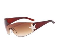 Star Sunglasses Y2K | Frameless Wrap Around,2000S Y2K Glasses Sha-des UV400 for Men Women