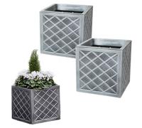 Star Supplies 1 X 32Cm Small Pewter Grey Square Lazio Flower Plant Pot Ideal For Indoor & Outdoor Use