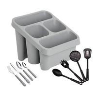 STAR SUPPLIES 1 X High Grade Cool Grey Sink Caddy Cutlery Drainer With 4 Compartments For Home & Kitchen