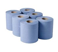 STAR SUPPLIES 12 x BLUE ROLL 2Ply centrefeed rolls, paper hand towels, absorbant, embossed