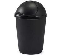 STAR SUPPLIES 1X 50 Litre Black Home Kitchen General Waste Bullet Bin With Roll Open Lid
