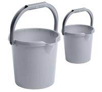 STAR SUPPLIES 2 X Grey Multipurpose Storage, Garden, Cleaning & Kitchen 5 Litre Strong Plastic Buckets With Handle