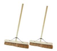 STAR SUPPLIES 2X 24" Coco Soft Bristle Indoor Outdoor Garage & Yard Broom Soft Sweeping Brush With Long Handle