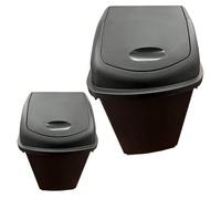 STAR SUPPLIES 2X 25L Home Office Bathroom Black Plastic Kitchen Waste Rubbish Bin With Swing Lid